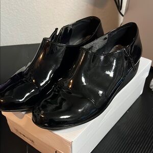 Cole Haan Black Patent Leather Ankle Booties